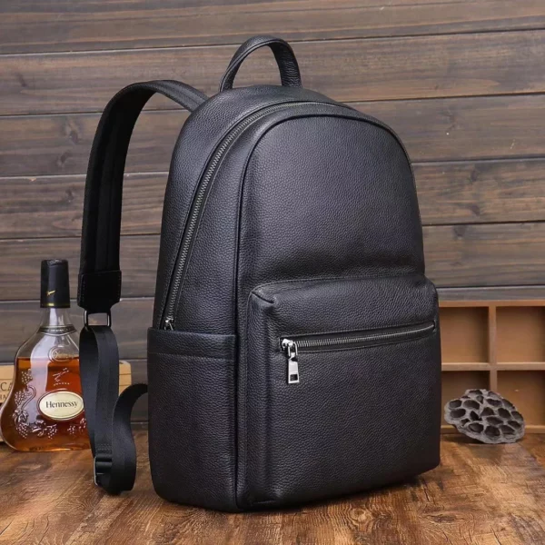 Sac à dos tendance en cuir véritable pour homme, sacoche d'école de luxe en cuir naturel pour étudiant