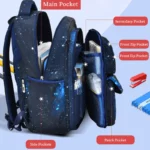 Sac à dos pour garçons, cartable pour élèves du primaire, imprimé étoiles, grande capacité, ouverture latérale, cartable en nylon imperméable – Image 3