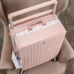 lot de 2 Valises de voyage à cadre en aluminium avec large poignée rétractable, multifonctionnelle, 20 à 24 pouces, – Image 2