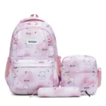 Ensemble de 3 sacs à dos pour fille, petit ours, pour écolière, sac à bandoulière double, sac de voyage, sac à livres, sac pour ordinateur portable, livre – Image 4