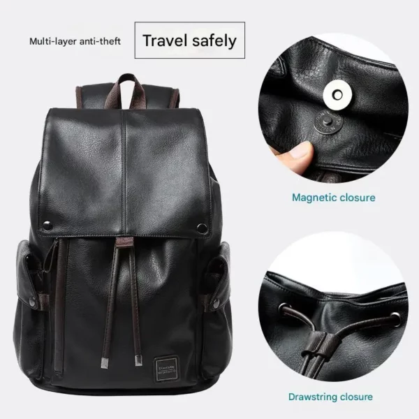 Sac à dos en cuir pour homme, style coréen, sac à dos polyvalent, sac d'ordinateur pour homme d'affaires, cartable pour étudiant