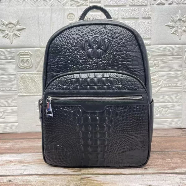 Sac à dos tendance en cuir véritable de vache pour homme, motif alligator, idéal pour les étudiants, marque de luxe, grand format, pour ordinateur portable, nouvelle collection 2026