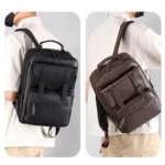 Sac à dos d'affaires pour hommes, cartable pour étudiants, sac pour ordinateur portable 15,6 pouces, sac à bandoulière de luxe en PU, sac à dos de voyage grande capacité – Image 5