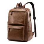 Sac à dos en cuir de marque de luxe pour hommes, sac d'ordinateur portable d'affaires, sac à dos de grande capacité pour voyage, école, collège – Image 4