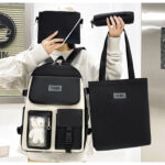 Ensemble de 3 sacs à dos pour fille, petit ours, pour écolière, sac à bandoulière double, sac de voyage, sac à livres, sac pour ordinateur portable, livre – Image 11