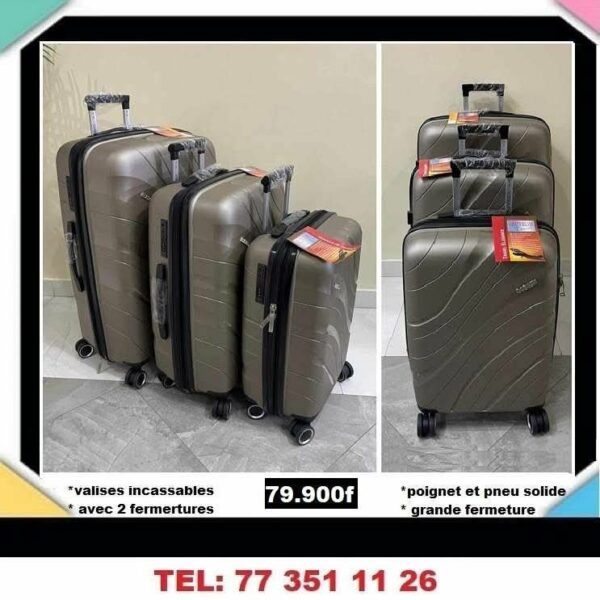 lot de 3 valises en silicone - double fermeture - anti-vol - incassable - version européenne - qualité premium