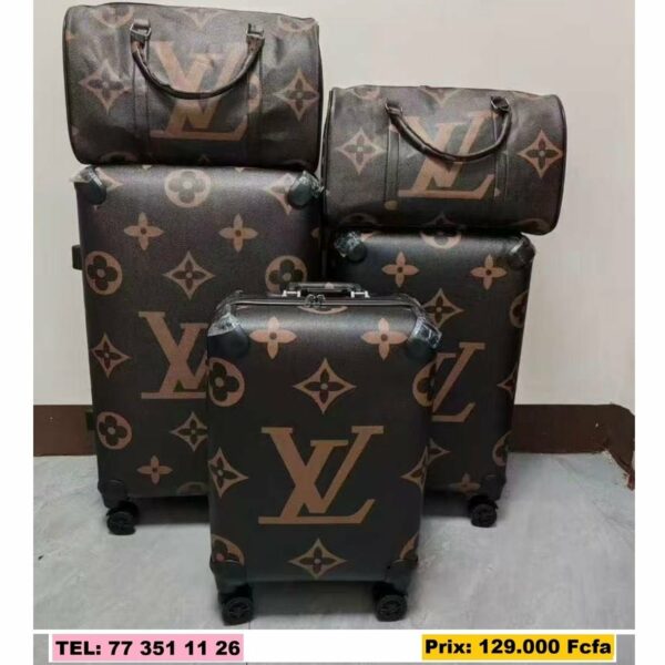 lot de 3 valises et 2 sacs louis vuitton - haut de gamme - qualité premium