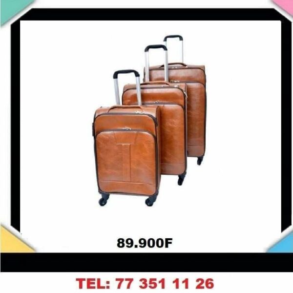 lot de 3 valises en simili cuir - haut de gamme - qualité premium